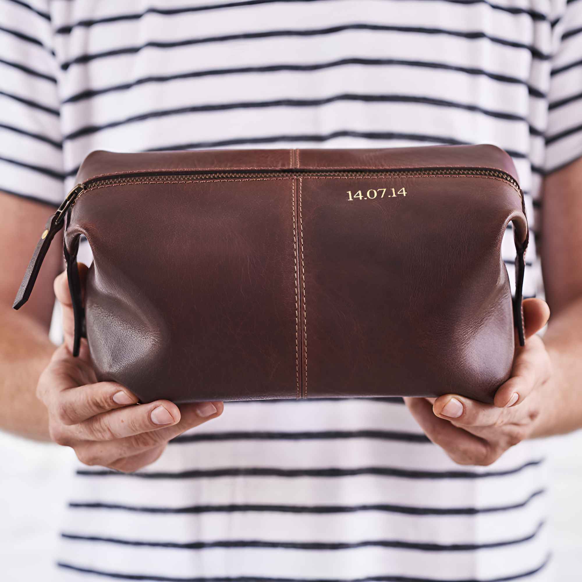 Personalised Leather Wash Bag – travel toiletry organiser